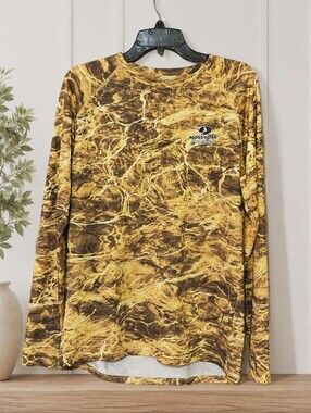 Mossy Oak Fishing Elements Shirt Mens M No Fly Zone Insect Repellent Camo